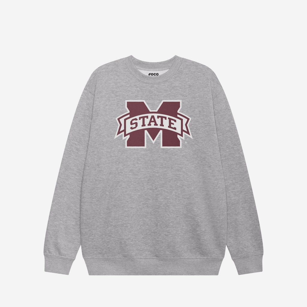 Mississippi State Bulldogs Primary Logo Crew Neck Sweatshirt FOCO Athletic Heather S - FOCO.com