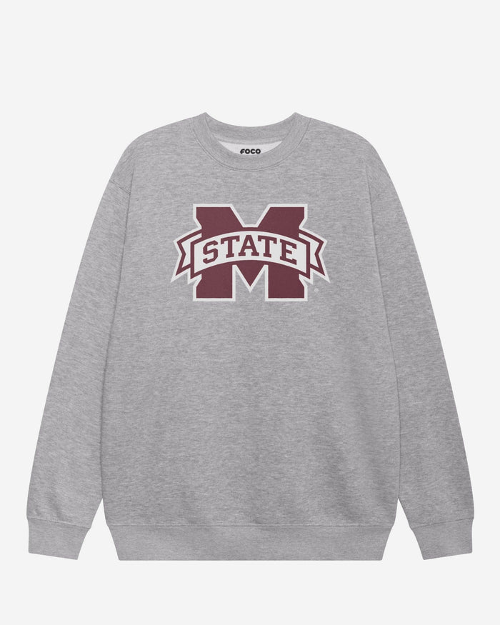 Mississippi State Bulldogs Primary Logo Crew Neck Sweatshirt FOCO Athletic Heather S - FOCO.com