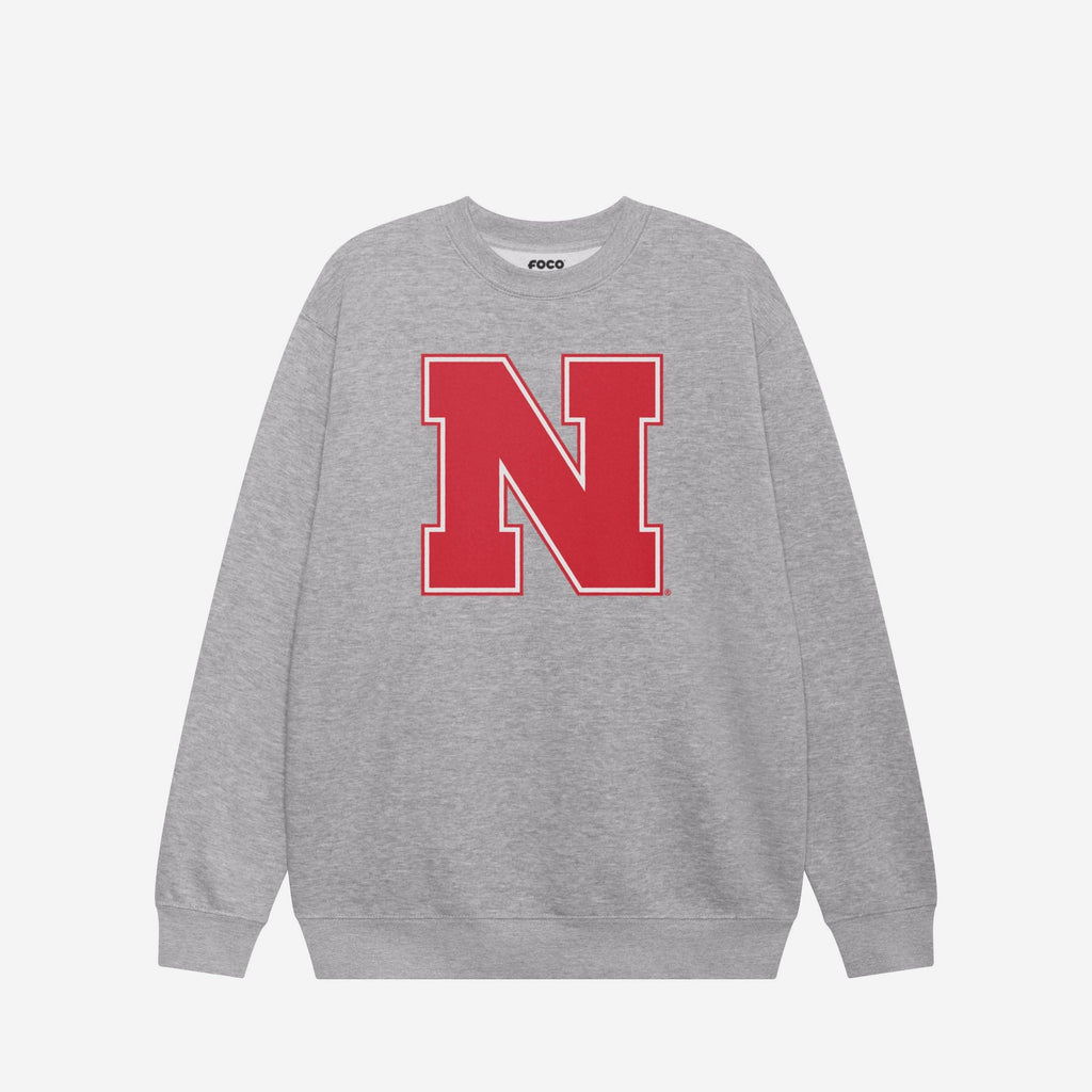 Nebraska Cornhuskers Primary Logo Crew Neck Sweatshirt FOCO Athletic Heather S - FOCO.com
