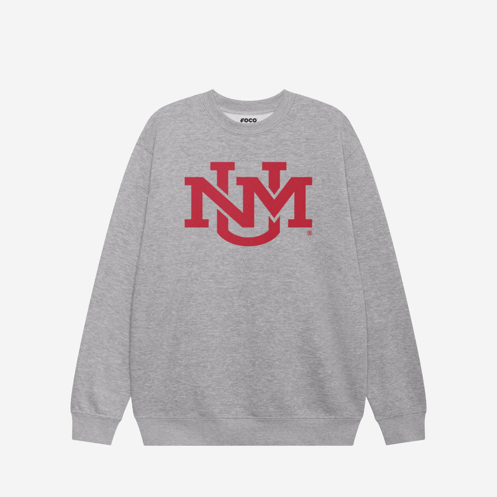 New Mexico Lobos Primary Logo Crew Neck Sweatshirt FOCO Athletic Heather S - FOCO.com