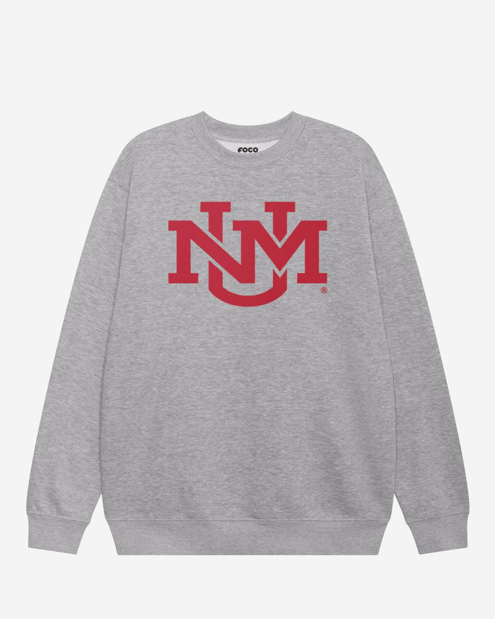 New Mexico Lobos Primary Logo Crew Neck Sweatshirt FOCO Athletic Heather S - FOCO.com