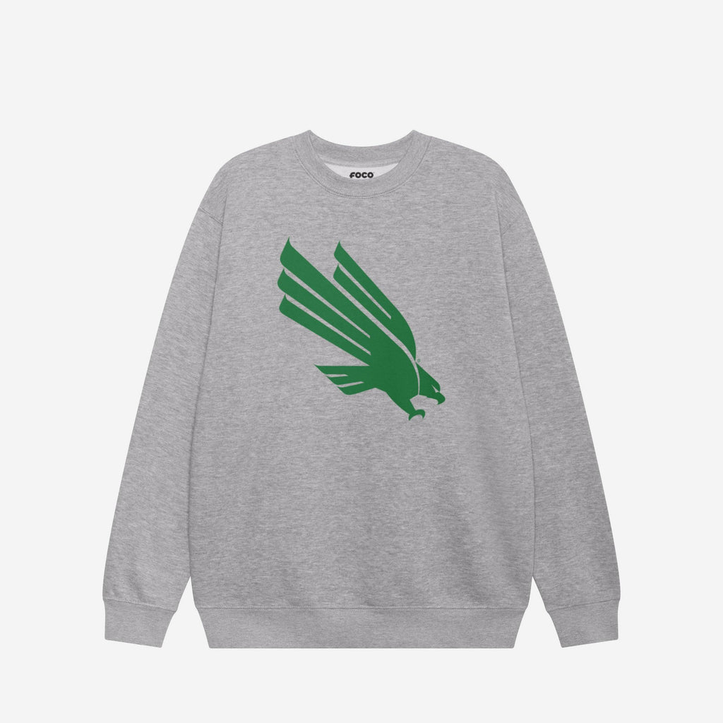 North Texas Mean Green Primary Logo Crew Neck Sweatshirt FOCO Athletic Heather S - FOCO.com