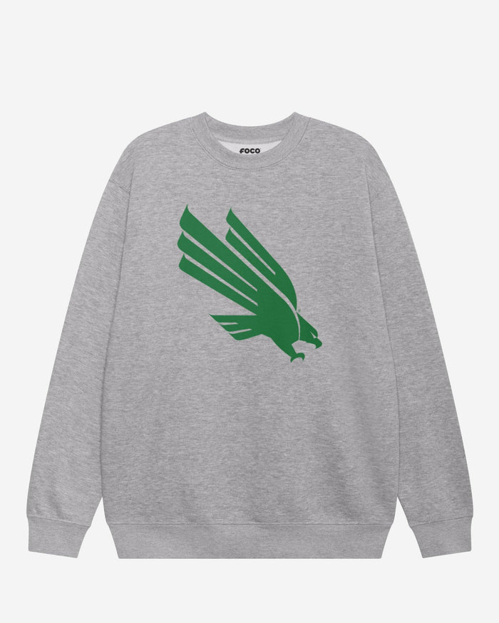 North Texas Mean Green Primary Logo Crew Neck Sweatshirt FOCO Athletic Heather S - FOCO.com