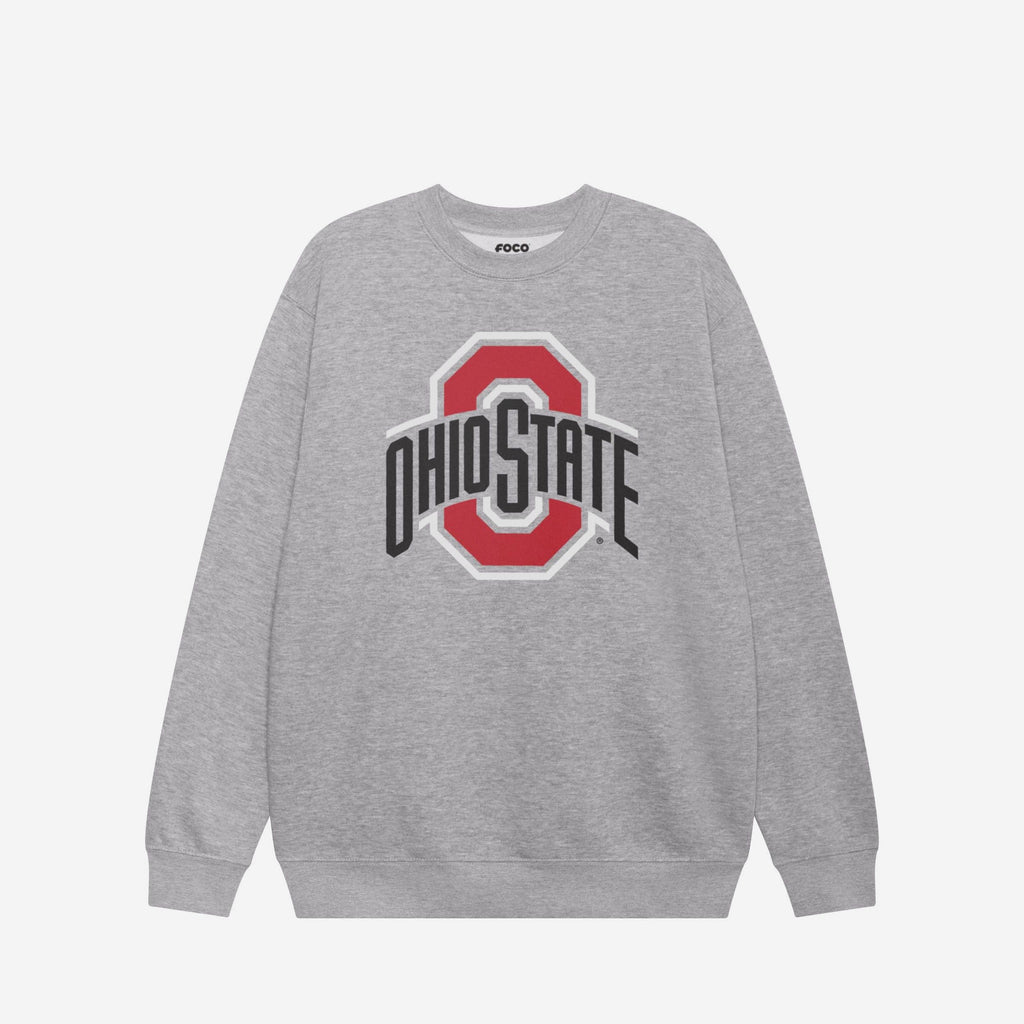 Ohio State Buckeyes Primary Logo Crew Neck Sweatshirt FOCO Athletic Heather S - FOCO.com
