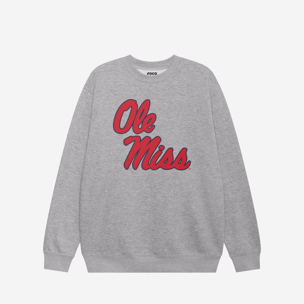 Ole Miss Rebels Primary Logo Crew Neck Sweatshirt FOCO Athletic Heather S - FOCO.com