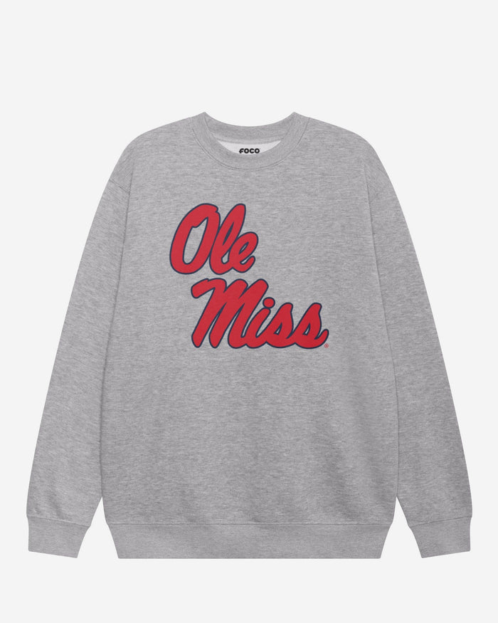 Ole Miss Rebels Primary Logo Crew Neck Sweatshirt FOCO Athletic Heather S - FOCO.com