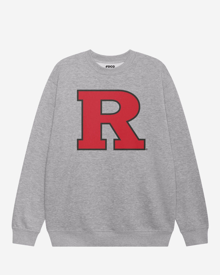 Rutgers Scarlet Knights Primary Logo Crew Neck Sweatshirt FOCO Athletic Heather S - FOCO.com