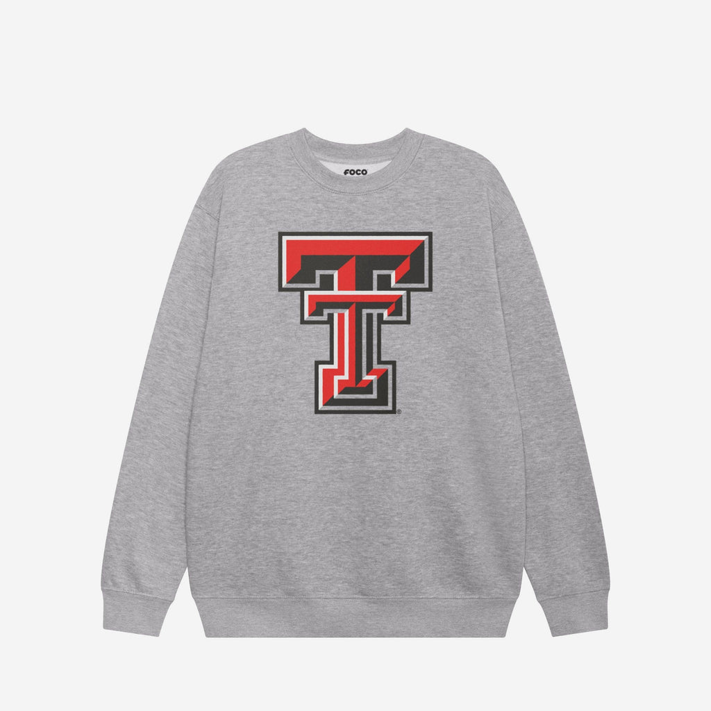 Texas Tech Red Raiders Primary Logo Crew Neck Sweatshirt FOCO Athletic Heather S - FOCO.com