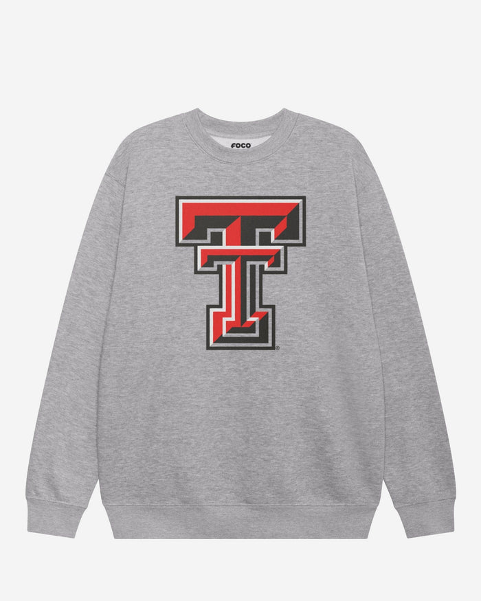 Texas Tech Red Raiders Primary Logo Crew Neck Sweatshirt FOCO Athletic Heather S - FOCO.com