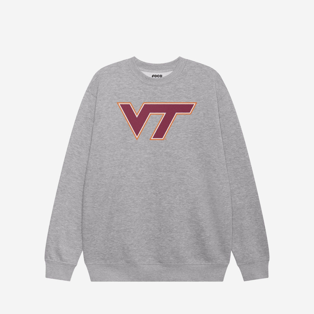 Virginia Tech Hokies Primary Logo Crew Neck Sweatshirt FOCO Athletic Heather S - FOCO.com