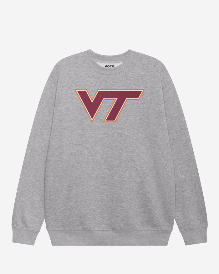 Virginia Tech Hokies Primary Logo Crew Neck Sweatshirt FOCO Athletic Heather S - FOCO.com