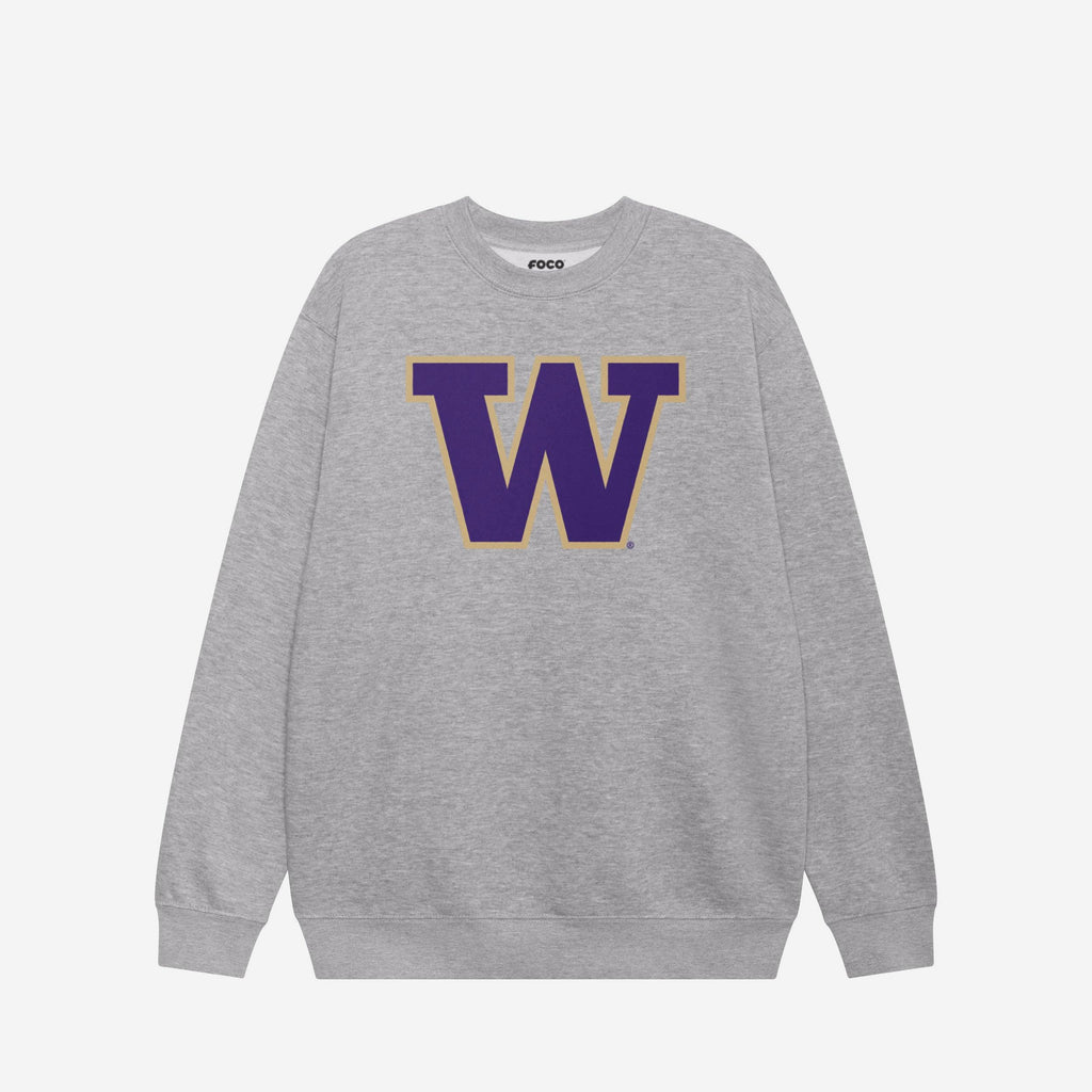 Washington Huskies Primary Logo Crew Neck Sweatshirt FOCO Athletic Heather S - FOCO.com