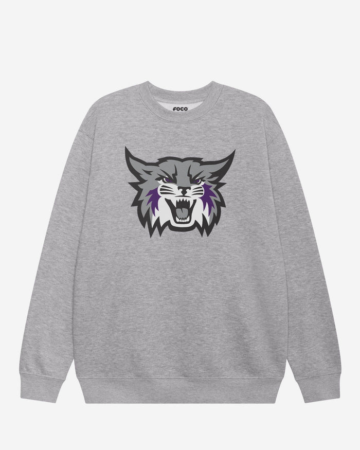 Weber State Wildcats Primary Logo Crew Neck Sweatshirt FOCO Athletic Heather S - FOCO.com