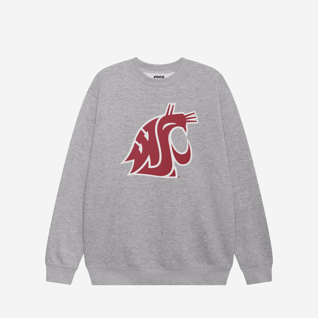 Washington State Cougars Primary Logo Crew Neck Sweatshirt FOCO Athletic Heather S - FOCO.com