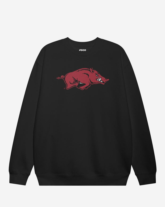 Arkansas Razorbacks Primary Logo Crew Neck Sweatshirt FOCO Black S - FOCO.com