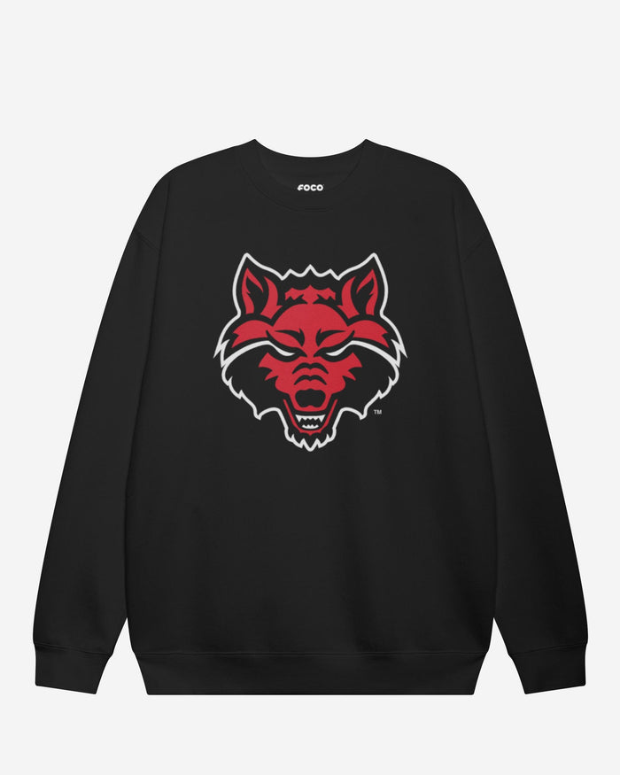 Arkansas State Red Wolves Primary Logo Crew Neck Sweatshirt FOCO Black S - FOCO.com