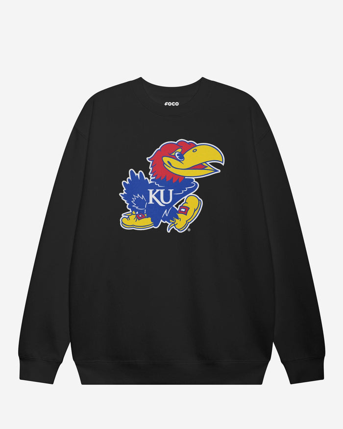 Kansas Jayhawks Primary Logo Crew Neck Sweatshirt FOCO Black S - FOCO.com
