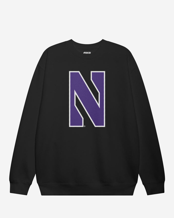 Northwestern Wildcats Primary Logo Crew Neck Sweatshirt FOCO Athletic Heather S - FOCO.com