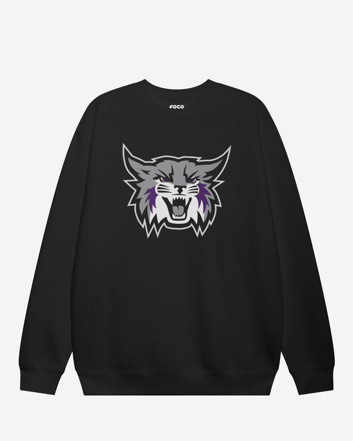 Weber State Wildcats Primary Logo Crew Neck Sweatshirt FOCO Black S - FOCO.com