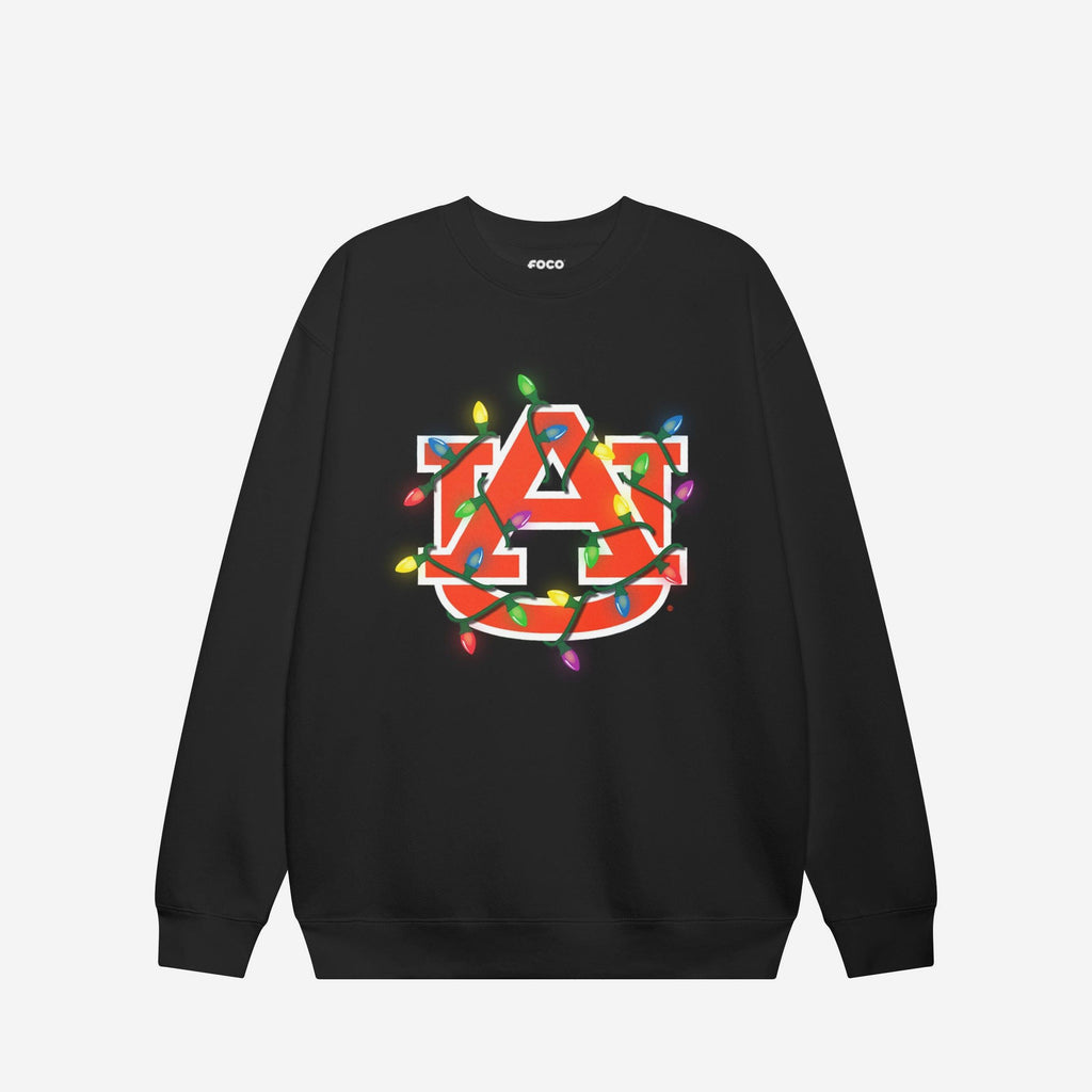 Auburn Tigers Primary Logo Holiday Lights Crew Neck Sweatshirt FOCO S - FOCO.com
