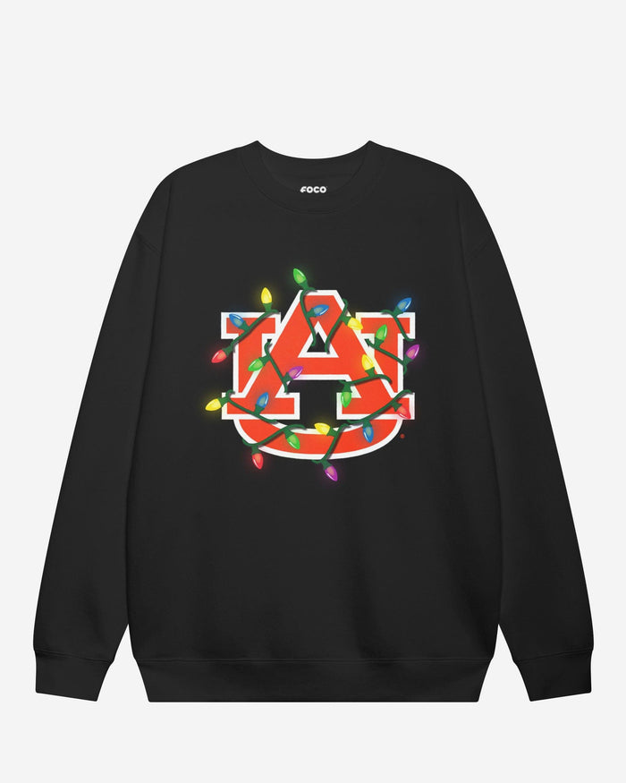 Auburn Tigers Primary Logo Holiday Lights Crew Neck Sweatshirt FOCO S - FOCO.com