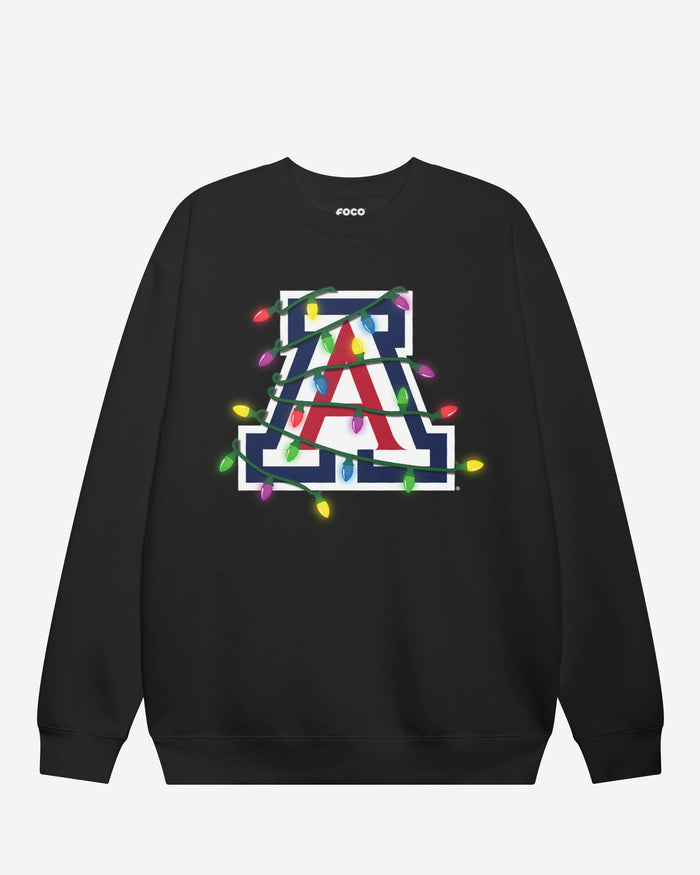 Arizona Wildcats Primary Logo Holiday Lights Crew Neck Sweatshirt FOCO S - FOCO.com