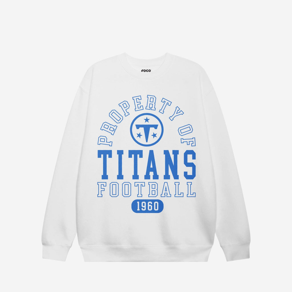 Tennessee Titans Property of Crew Neck Sweatshirt FOCO White S - FOCO.com