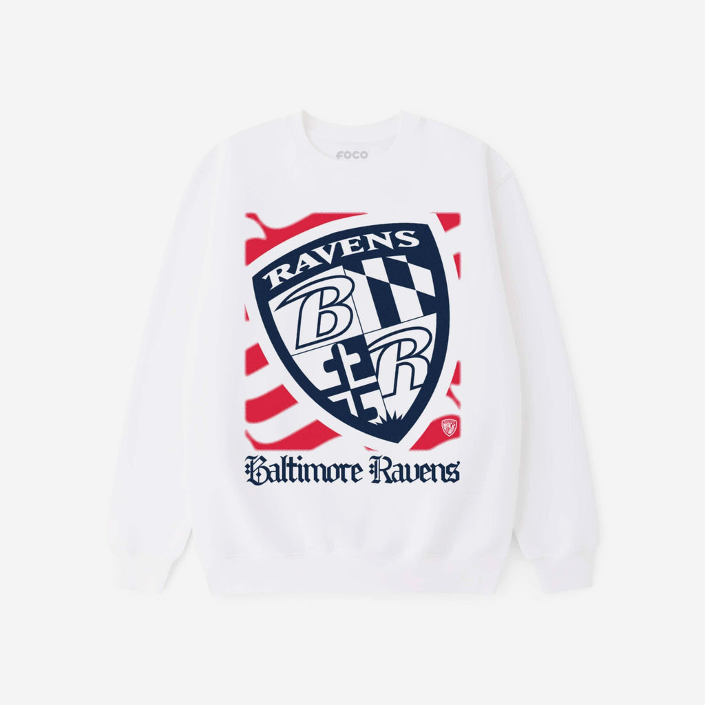 Baltimore Ravens American Heritage Wordmark Crew Neck Sweatshirt FOCO S - FOCO.com