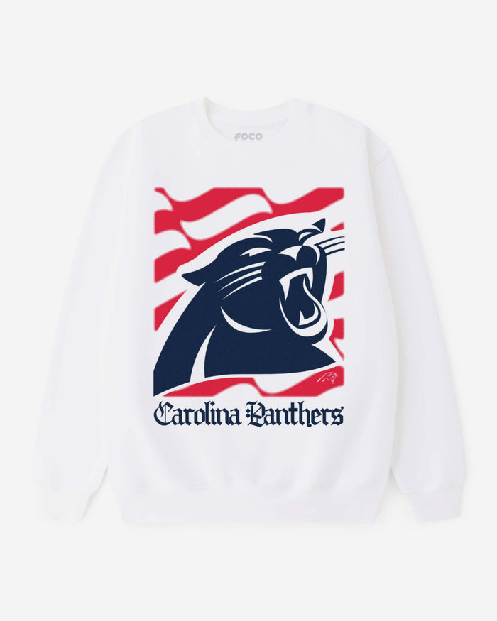 Carolina Panthers American Heritage Wordmark Crew Neck Sweatshirt FOCO S - FOCO.com