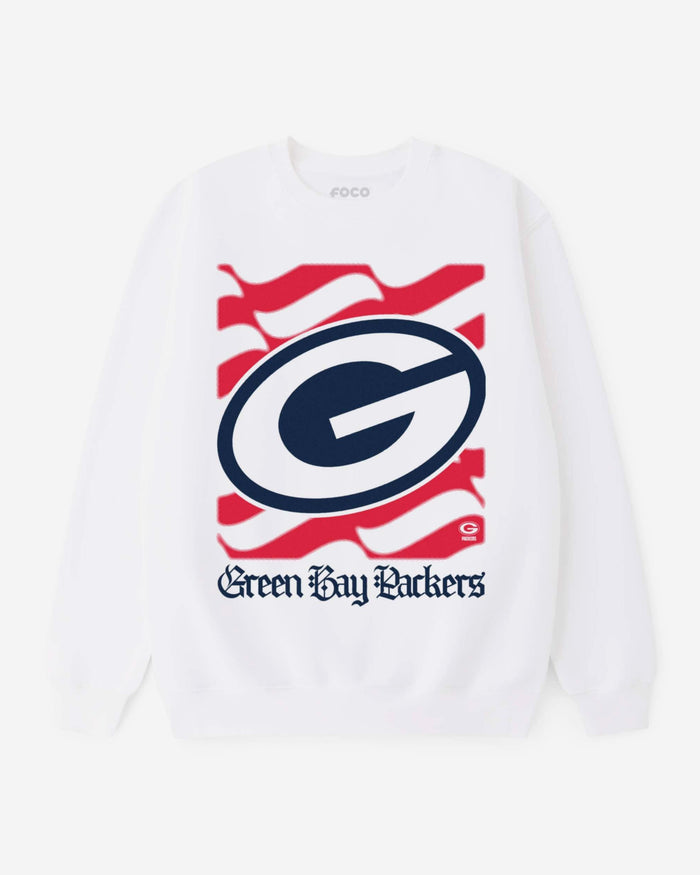 Green Bay Packers American Heritage Wordmark Crew Neck Sweatshirt FOCO S - FOCO.com