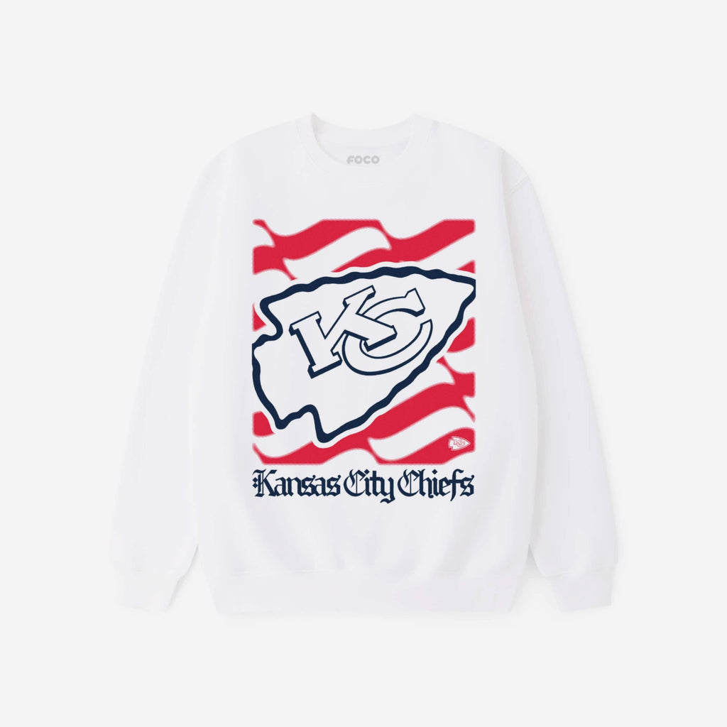Kansas City Chiefs American Heritage Wordmark Crew Neck Sweatshirt FOCO S - FOCO.com