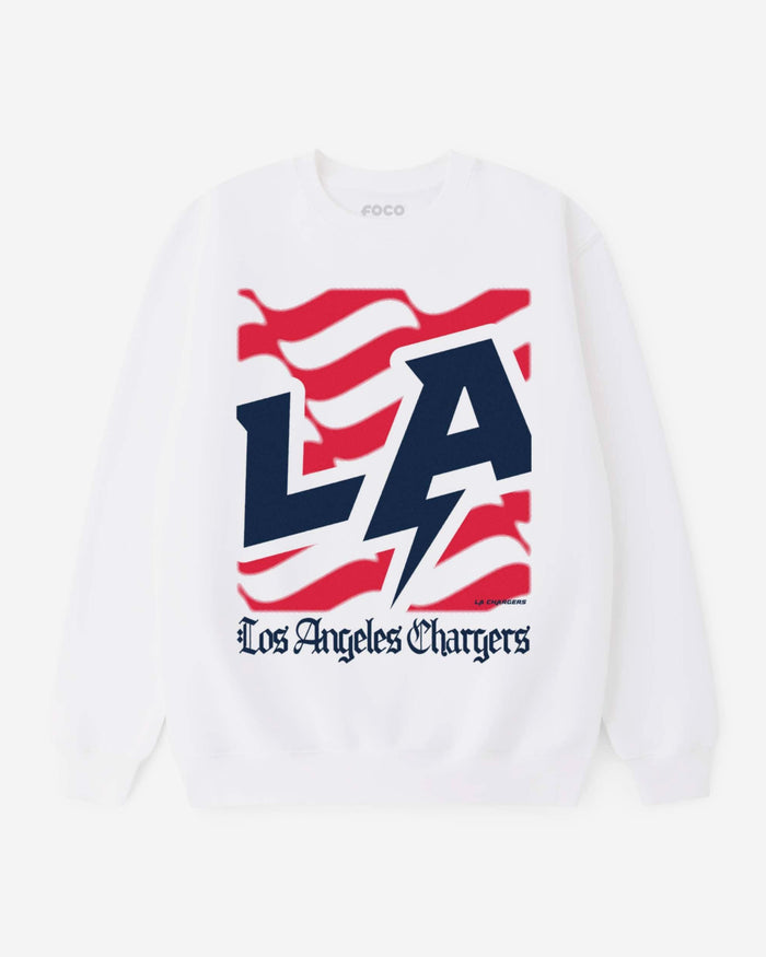 Los Angeles Chargers American Heritage Wordmark Crew Neck Sweatshirt FOCO S - FOCO.com