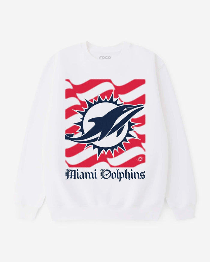 Miami Dolphins American Heritage Wordmark Crew Neck Sweatshirt FOCO S - FOCO.com