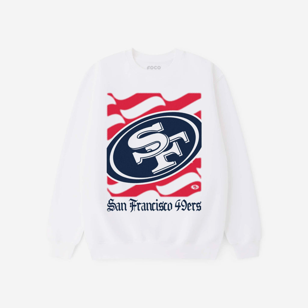 San Francisco 49ers American Heritage Wordmark Crew Neck Sweatshirt FOCO S - FOCO.com