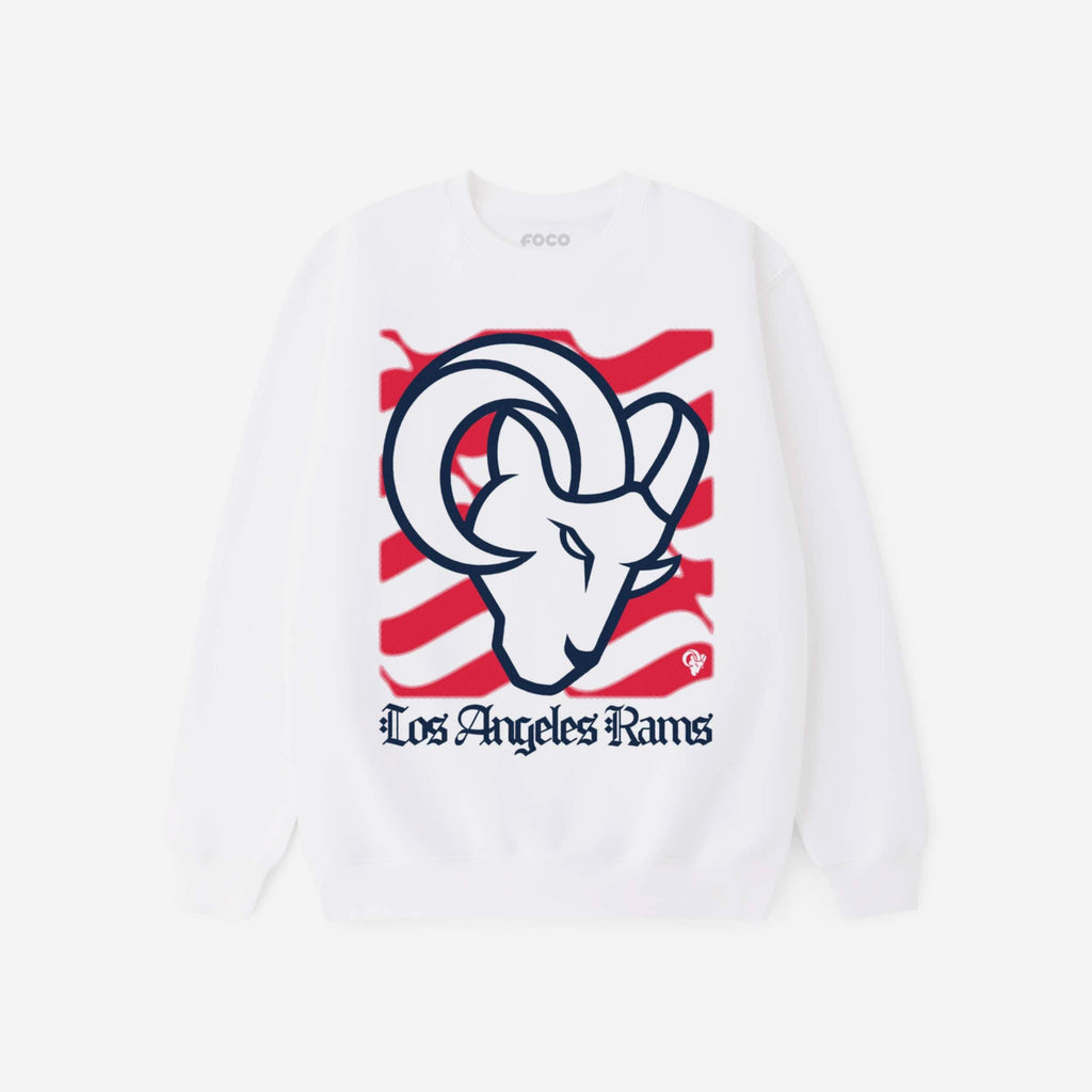 Los Angeles Rams American Heritage Wordmark Crew Neck Sweatshirt FOCO S - FOCO.com