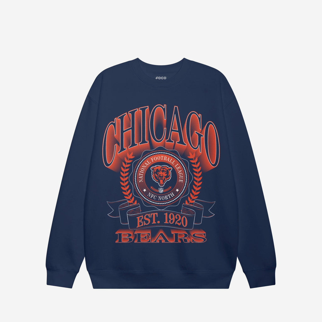Chicago Bears Banner Crest Crew Neck Sweatshirt FOCO S - FOCO.com