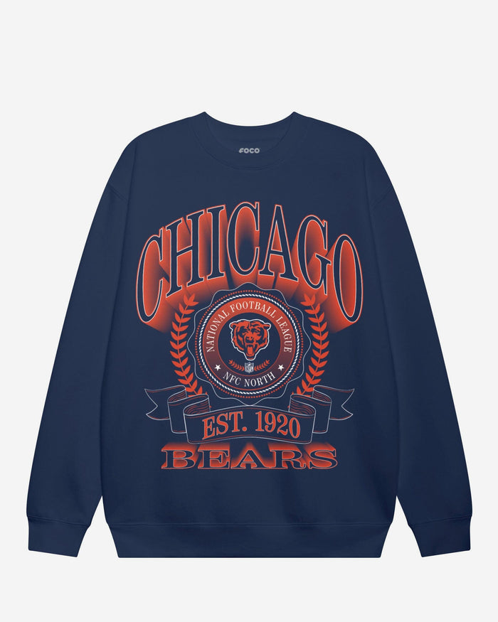 Chicago Bears Banner Crest Crew Neck Sweatshirt FOCO S - FOCO.com