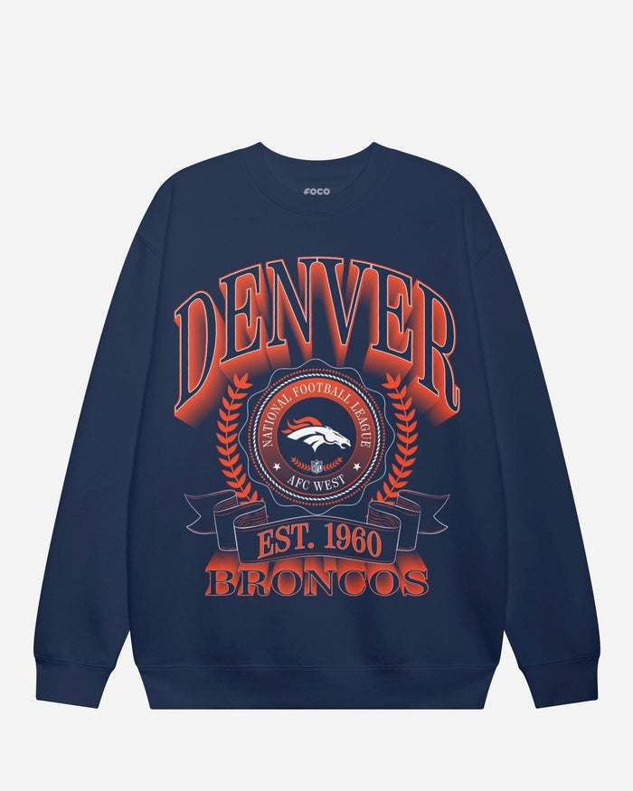 Denver Broncos Banner Crest Crew Neck Sweatshirt FOCO S - FOCO.com