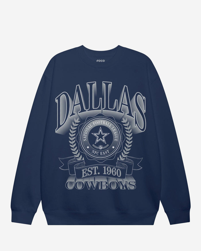 Dallas Cowboys Banner Crest Crew Neck Sweatshirt FOCO S - FOCO.com