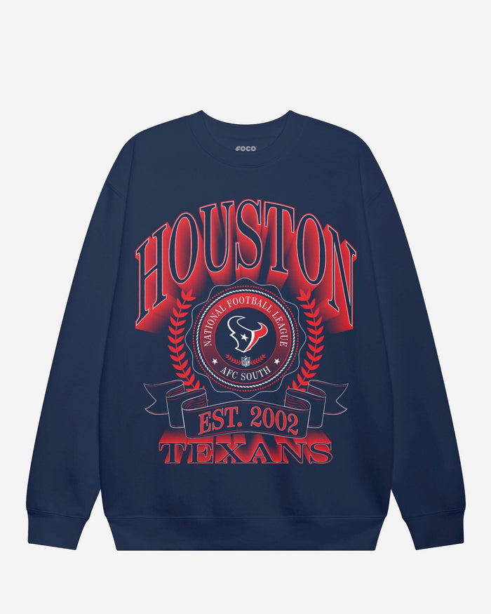 Houston Texans Banner Crest Crew Neck Sweatshirt FOCO S - FOCO.com