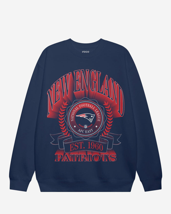 New England Patriots Banner Crest Crew Neck Sweatshirt FOCO S - FOCO.com