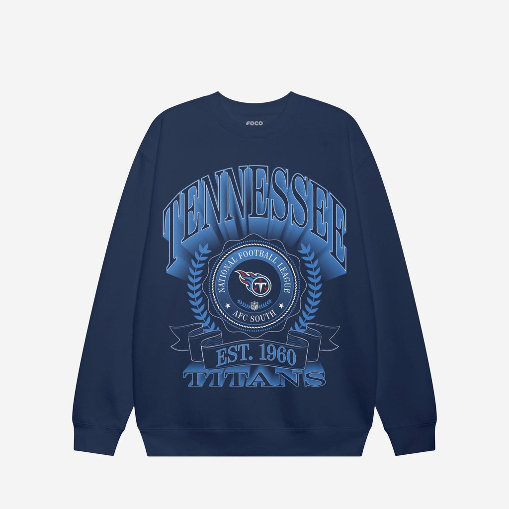 Tennessee Titans Banner Crest Crew Neck Sweatshirt FOCO S - FOCO.com