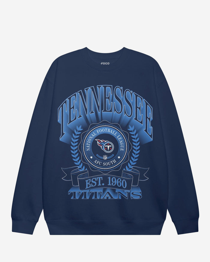 Tennessee Titans Banner Crest Crew Neck Sweatshirt FOCO S - FOCO.com