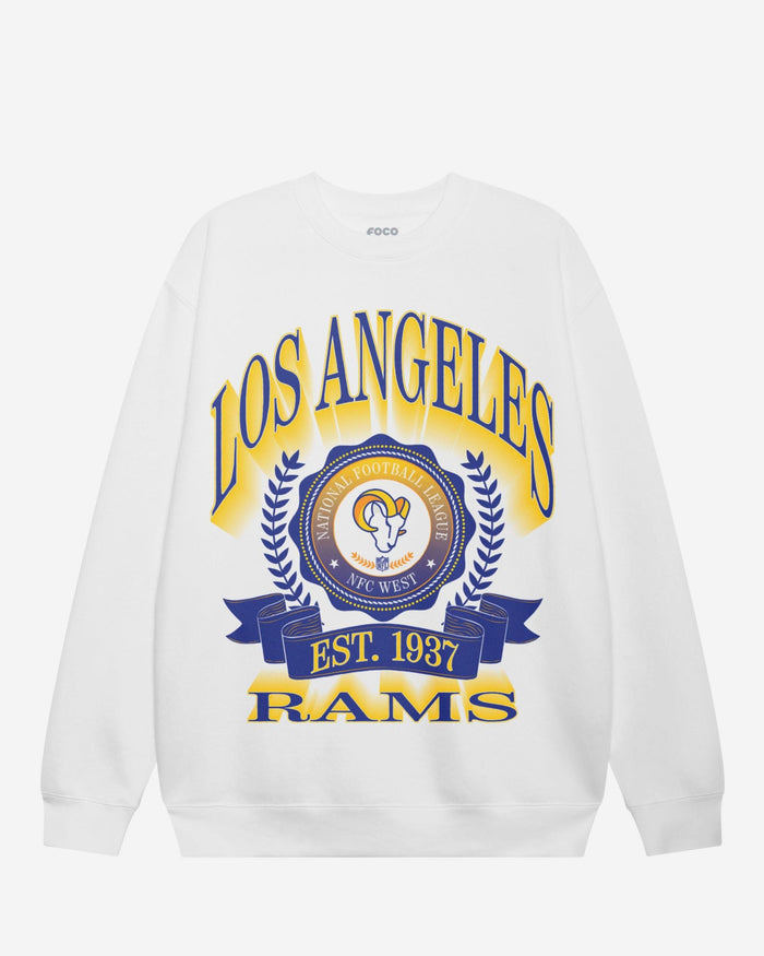 Los Angeles Rams Banner Crest Crew Neck Sweatshirt FOCO White S - FOCO.com
