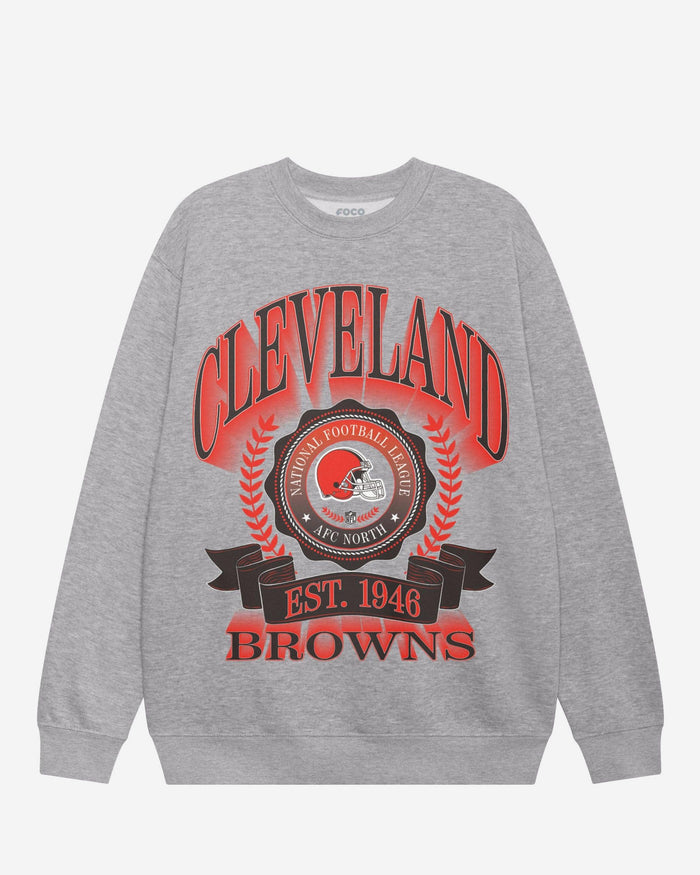 Cleveland Browns Banner Crest Crew Neck Sweatshirt FOCO S - FOCO.com