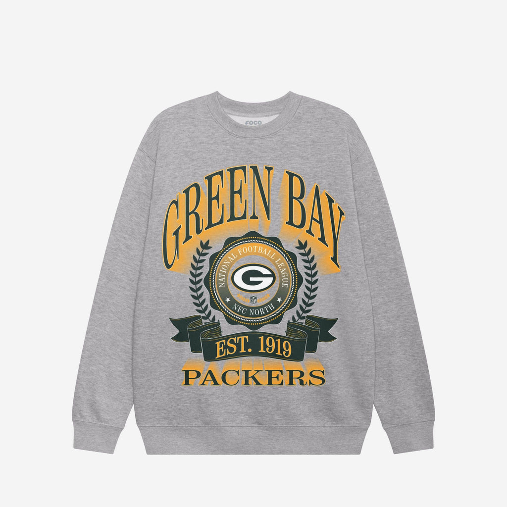 Green Bay Packers Banner Crest Crew Neck Sweatshirt FOCO S - FOCO.com