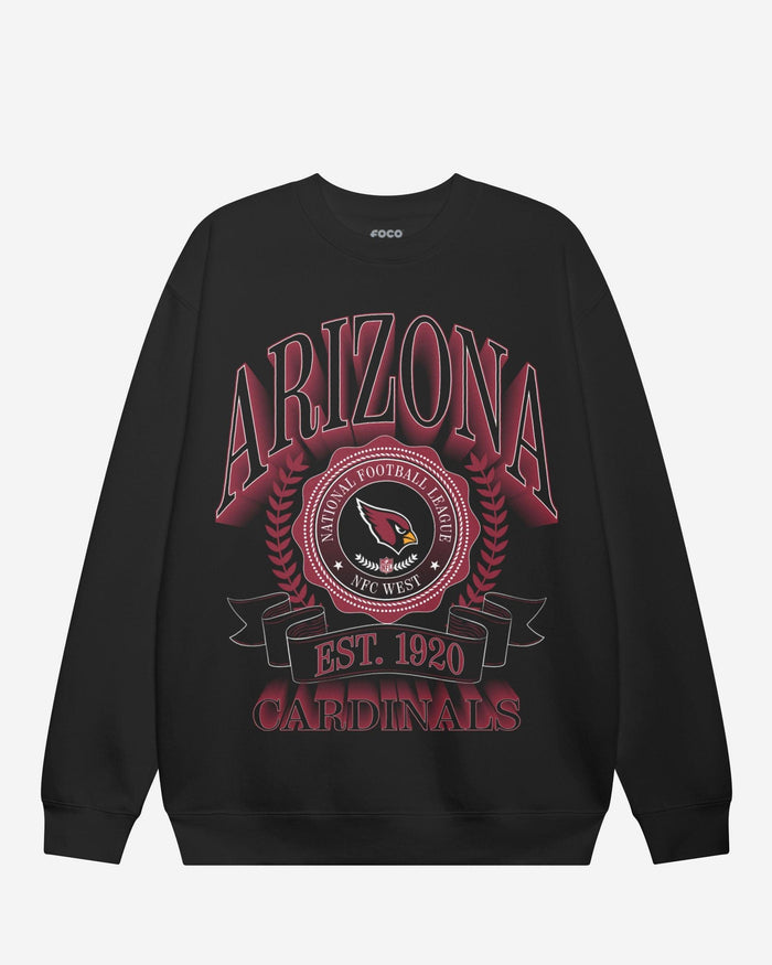 Arizona Cardinals Banner Crest Crew Neck Sweatshirt FOCO Black S - FOCO.com