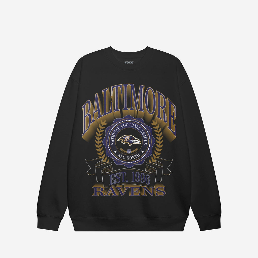 Baltimore Ravens Banner Crest Crew Neck Sweatshirt FOCO S - FOCO.com