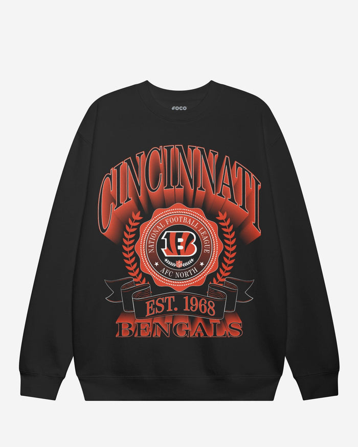 Cincinnati Bengals Banner Crest Crew Neck Sweatshirt FOCO S - FOCO.com