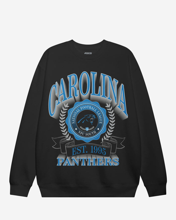 Carolina Panthers Banner Crest Crew Neck Sweatshirt FOCO Black S - FOCO.com